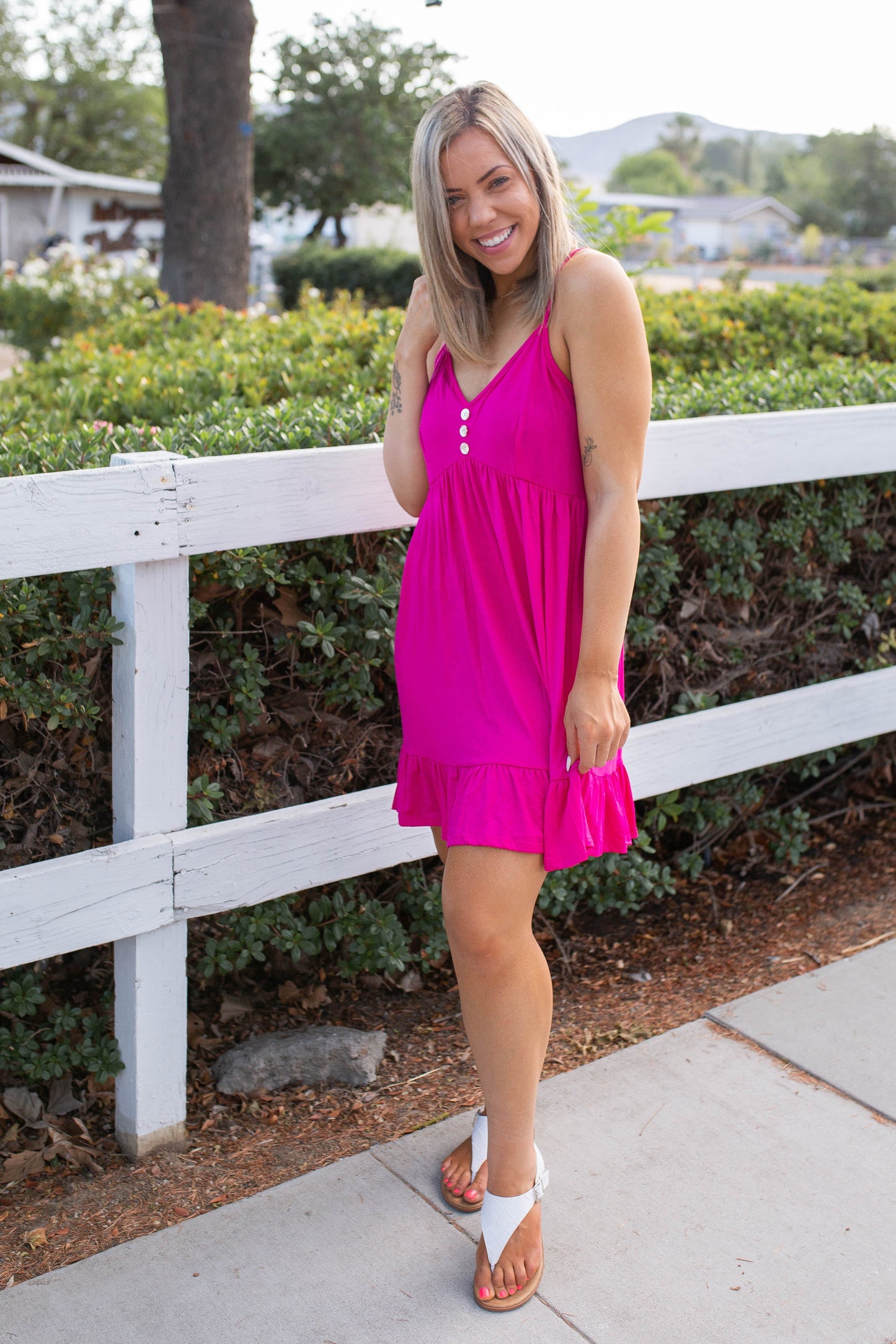 Krista Tunic Dress in Fuchsia