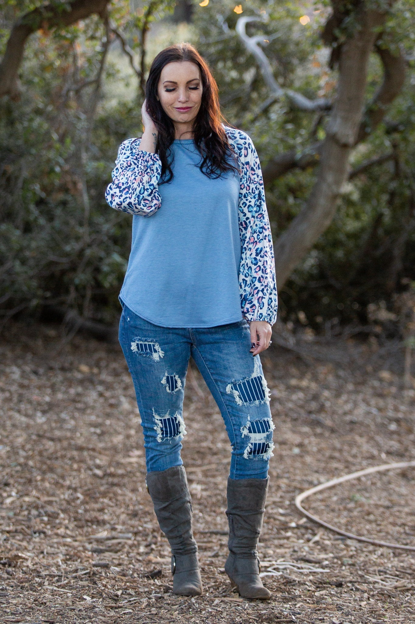 Delightfully Spotted Raglan Top