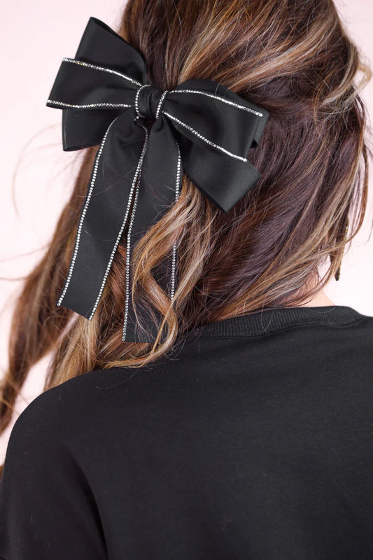 Black Clip In Hair Bow