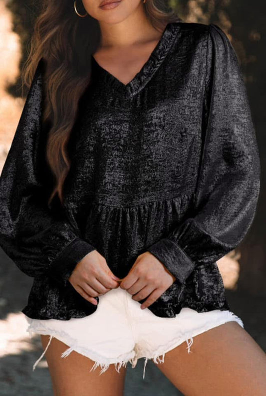 Black Metallic Blouse