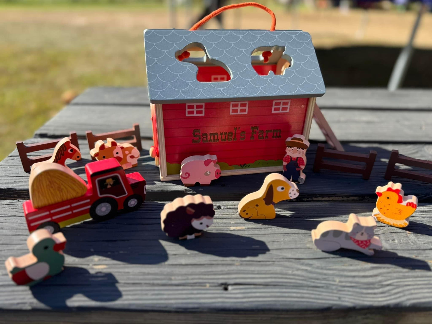 Personalized Wood Farm Shape Sorter Set