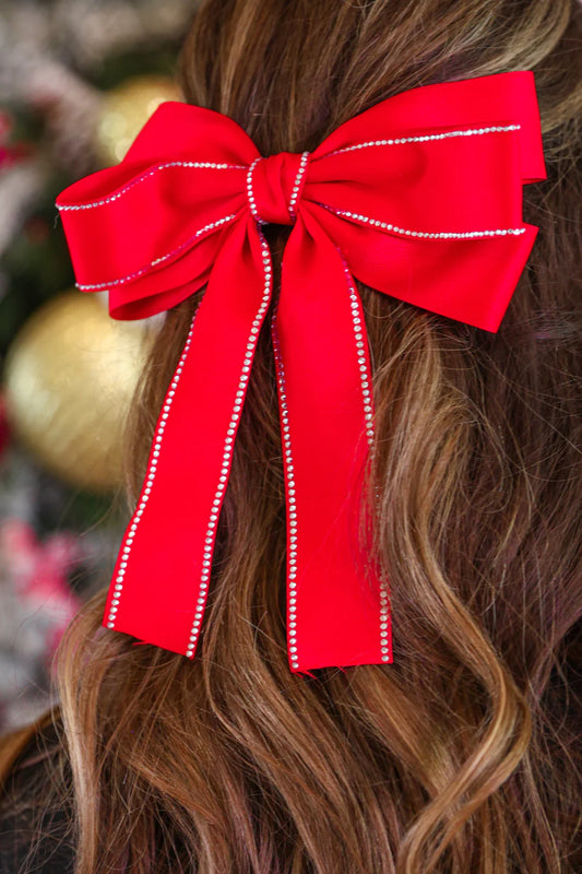 Red Clip in Hair Bow