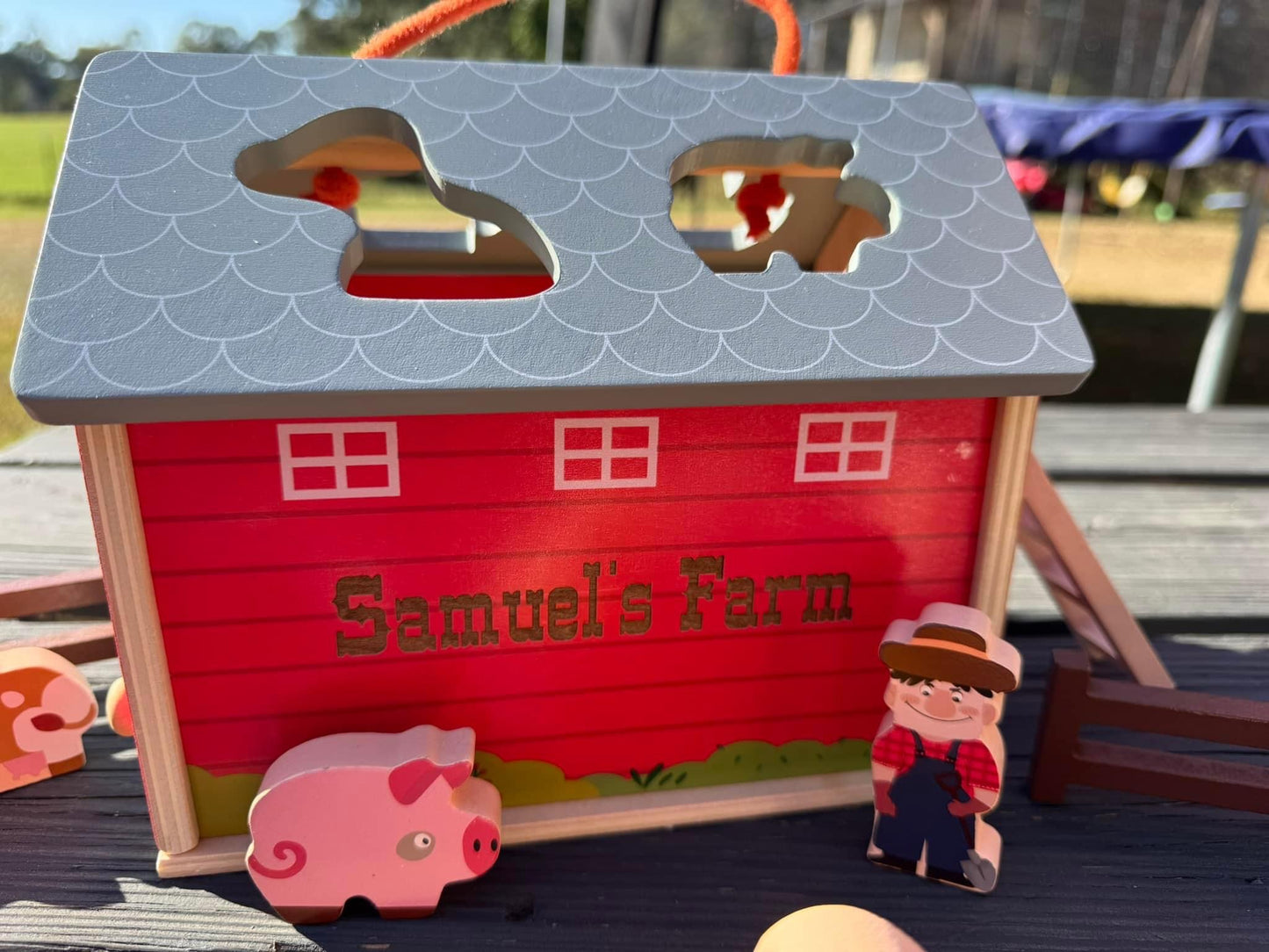 Personalized Wood Farm Shape Sorter Set