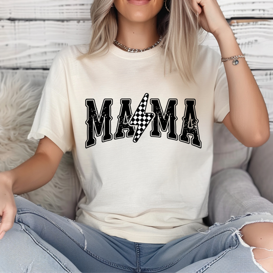 Checkered Lightning Bolt Mama Tee