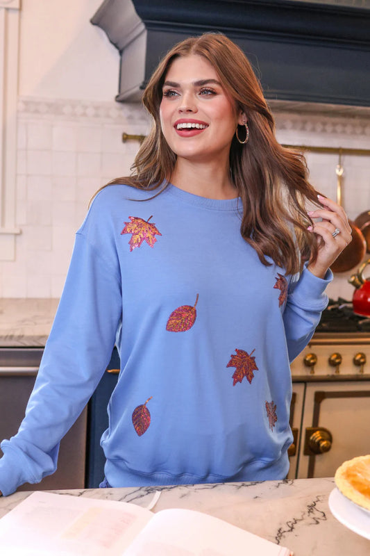 Sequin Fall Leaves Luxe Sweatshirt