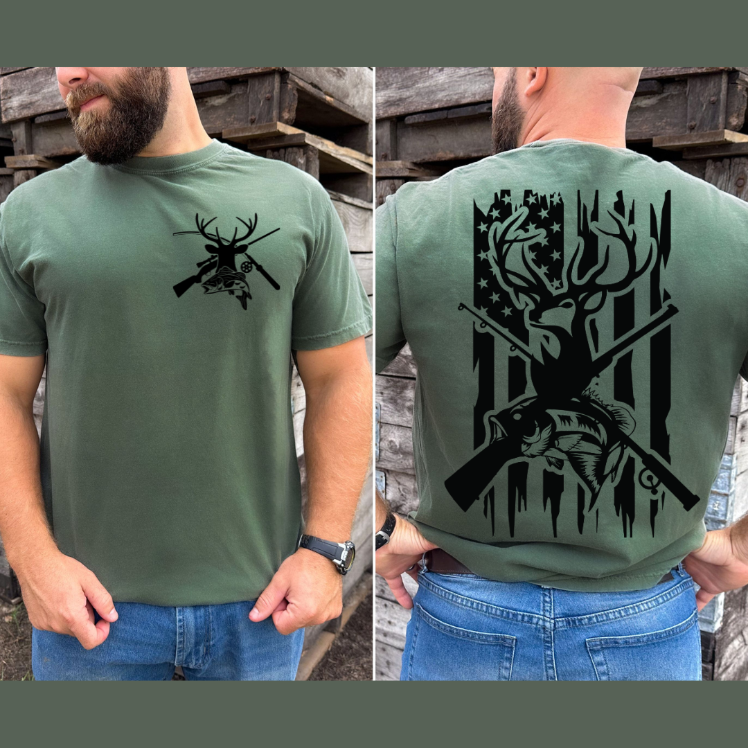 Men’s hunting/ fishing/ patriotic tee