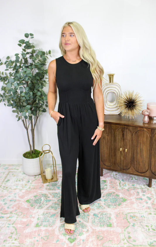 RTS Black Corset Jumpsuit in XL