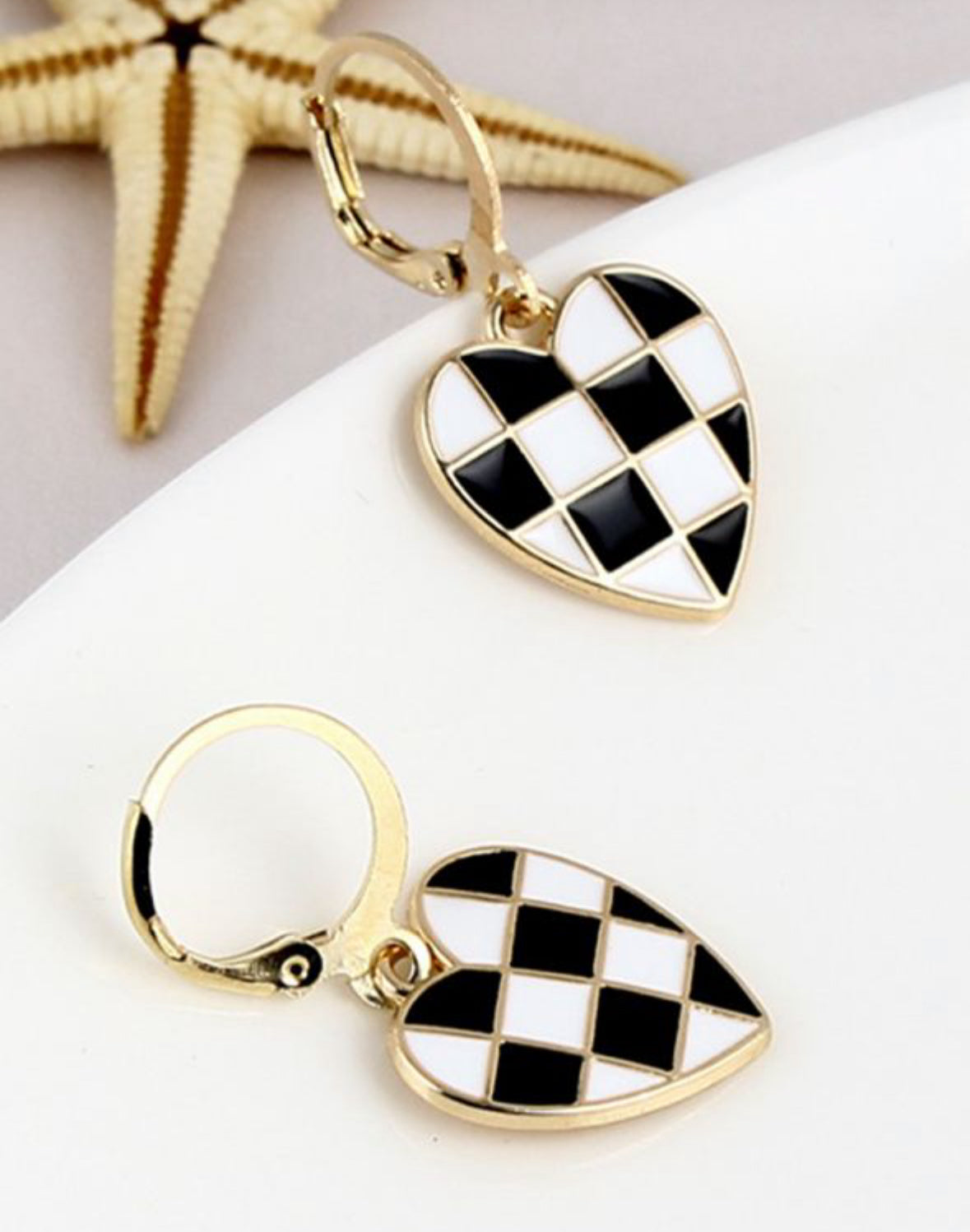 Checkered Heart Earrings LT