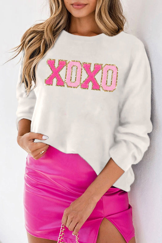 White XOXO Chenille Sweater RTS