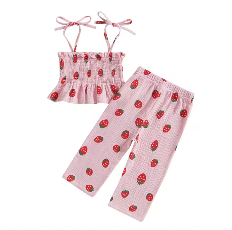 Pink Tied Sleeve Strawberry Set