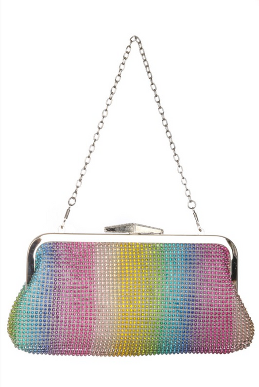 Rainbow Bright Rhinestone Clutch