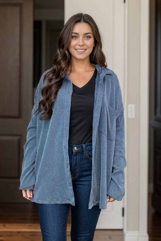 Simply Captivating Button Down - Midnight