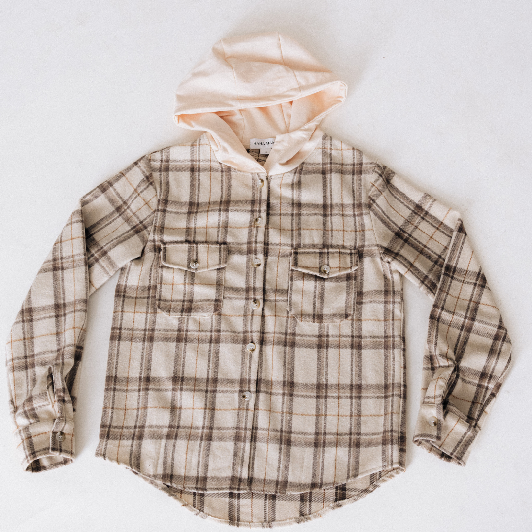 Beige Flannel - Hooded Adult