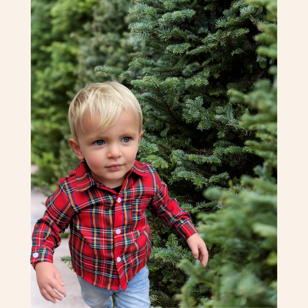 Christmas Red Tartan Family Matching- Mom & Son