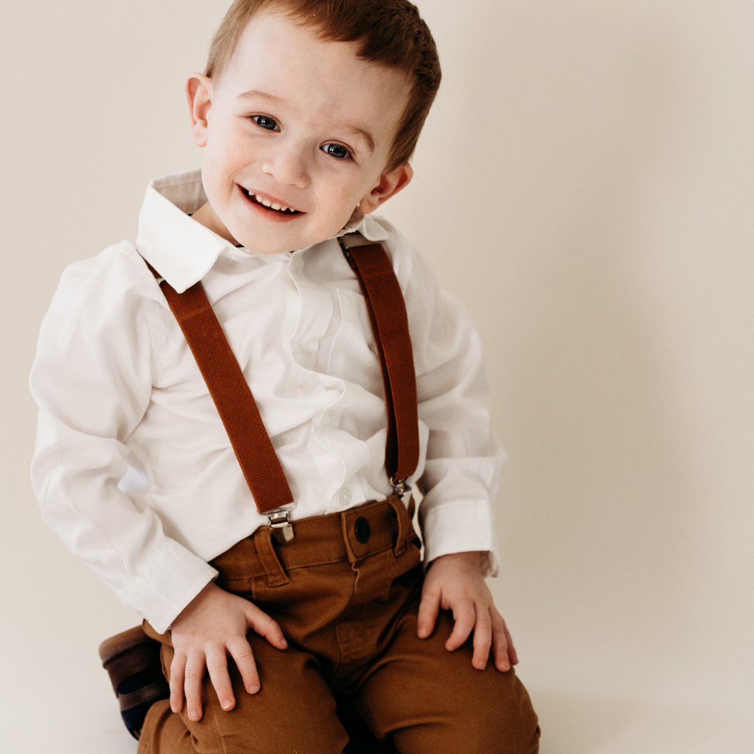 Boy's Matching Brown Suspenders