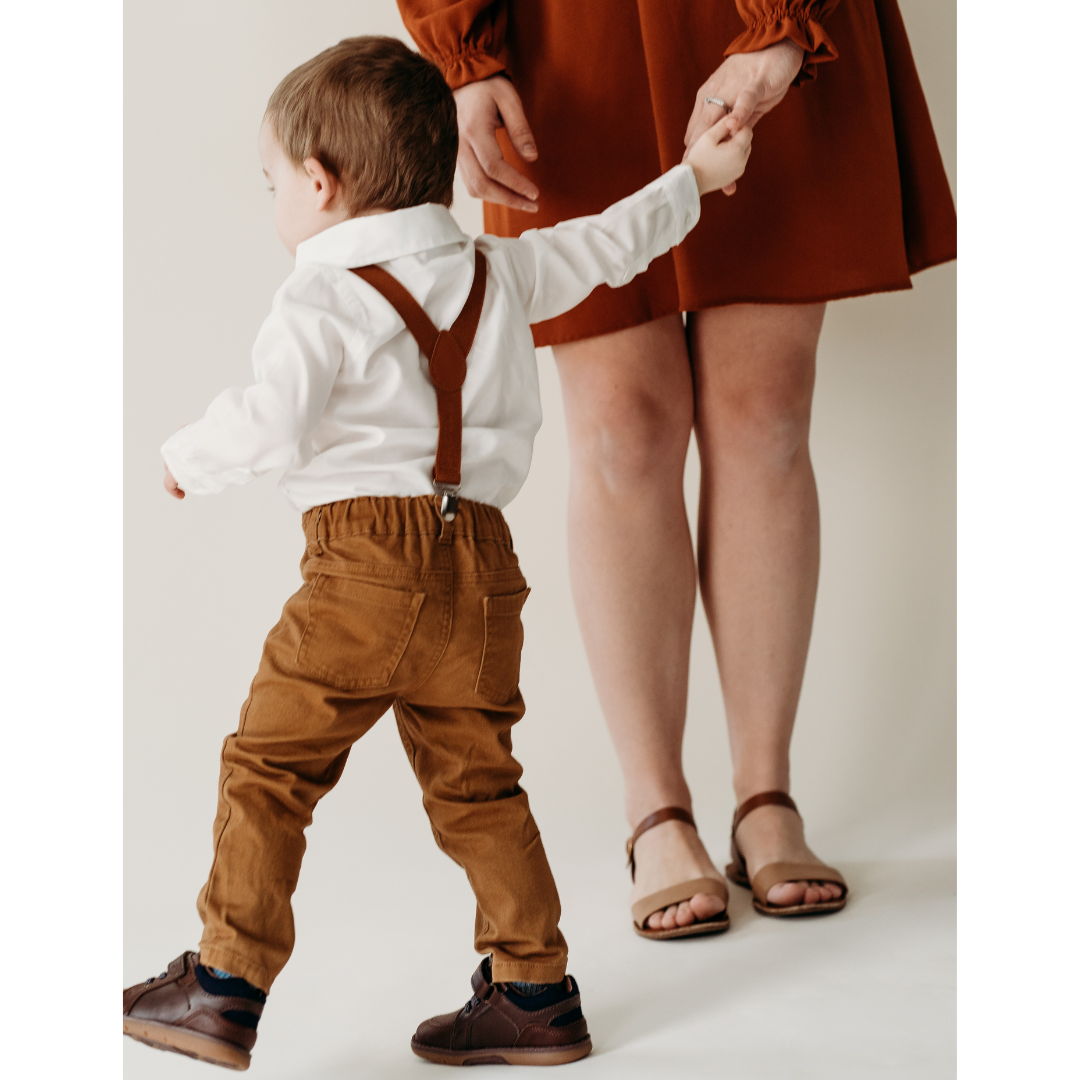 Boy's Matching Brown Suspenders