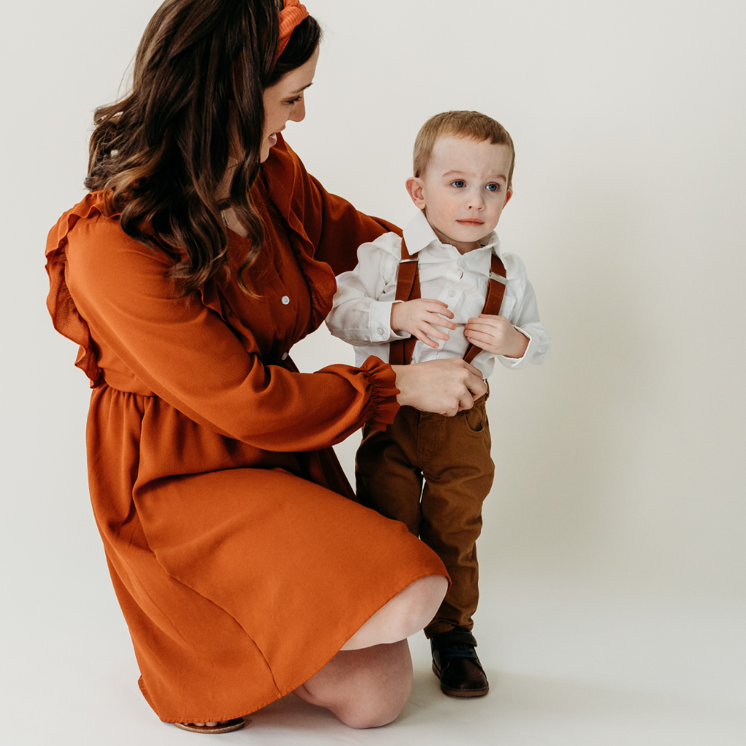 Boy's Matching Brown Suspenders