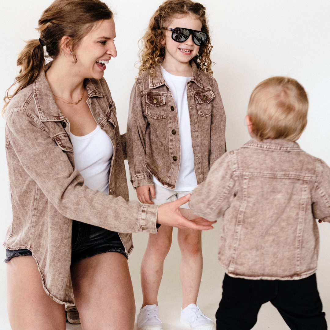 Brown Denim Jacket- Mom & Son