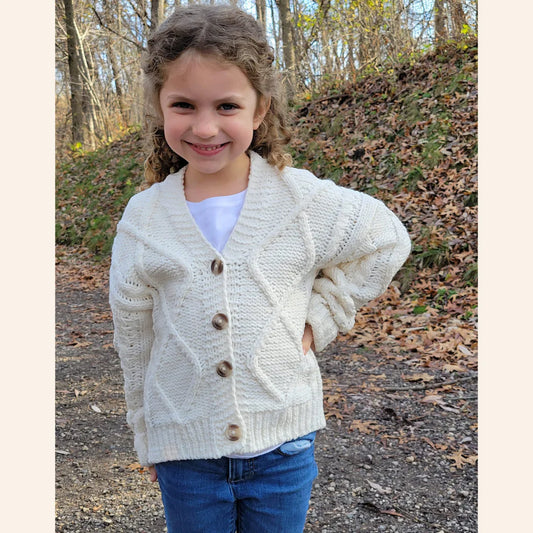 RTS Girls Ivory Cable Knit Cardigan