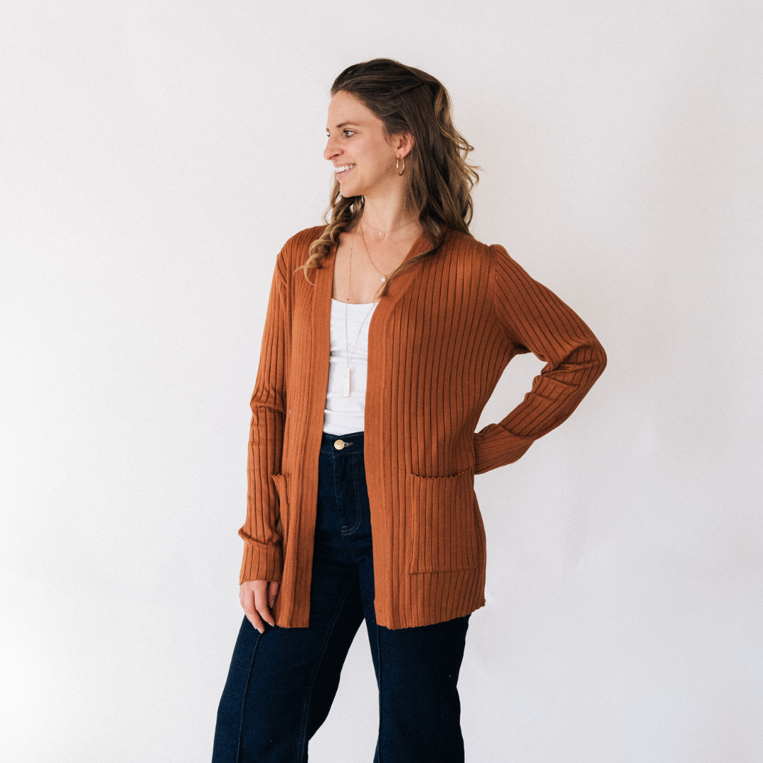 Camel Pocketed Cardigan - Women