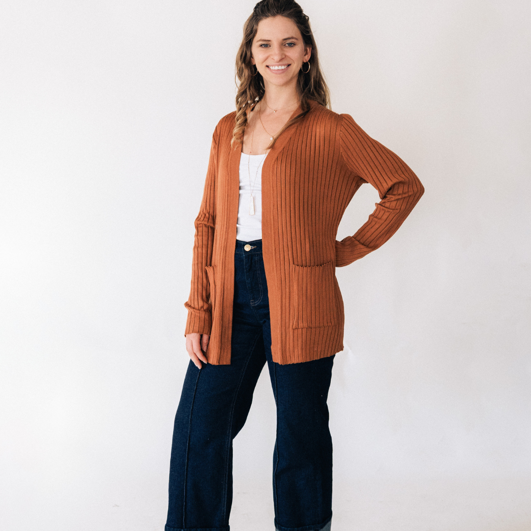 Camel Pocketed Cardigan - Women