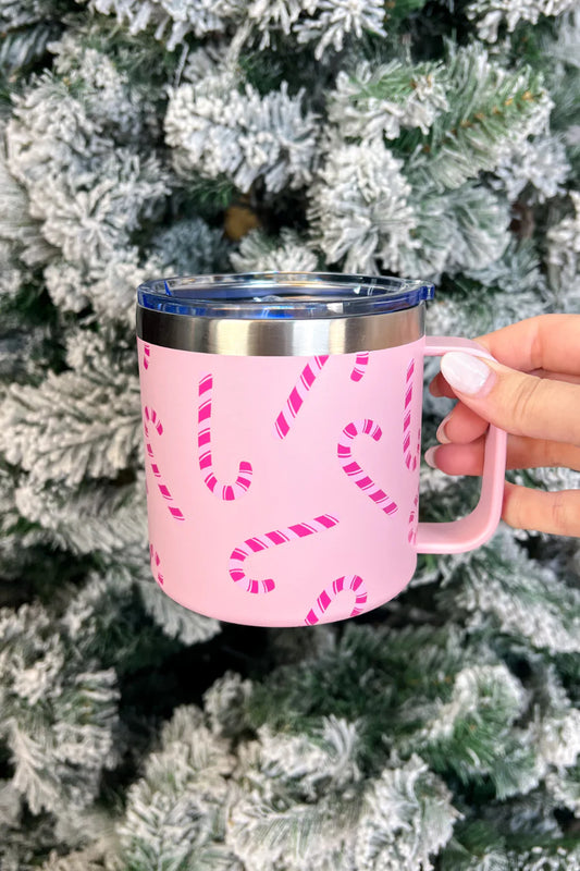 Pink Candy Cane Travel Mug