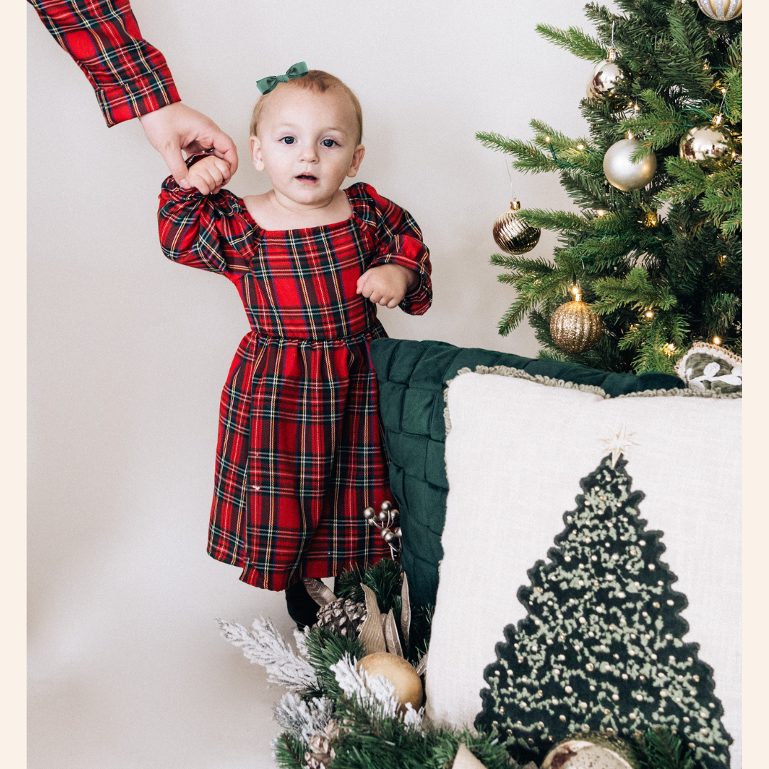 Christmas Red Tartan Plaid Mommy & Me Dress - Infant Dress