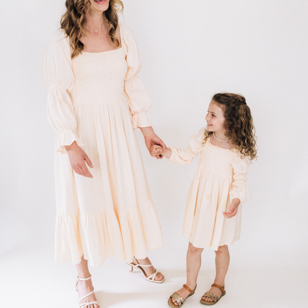 Muslin Puffed Sleeve Mommy & Me Dress - Women