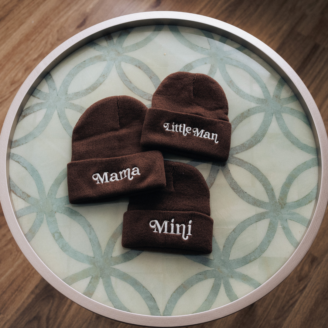 Matching Knit Hats- Mama- Dark Brown