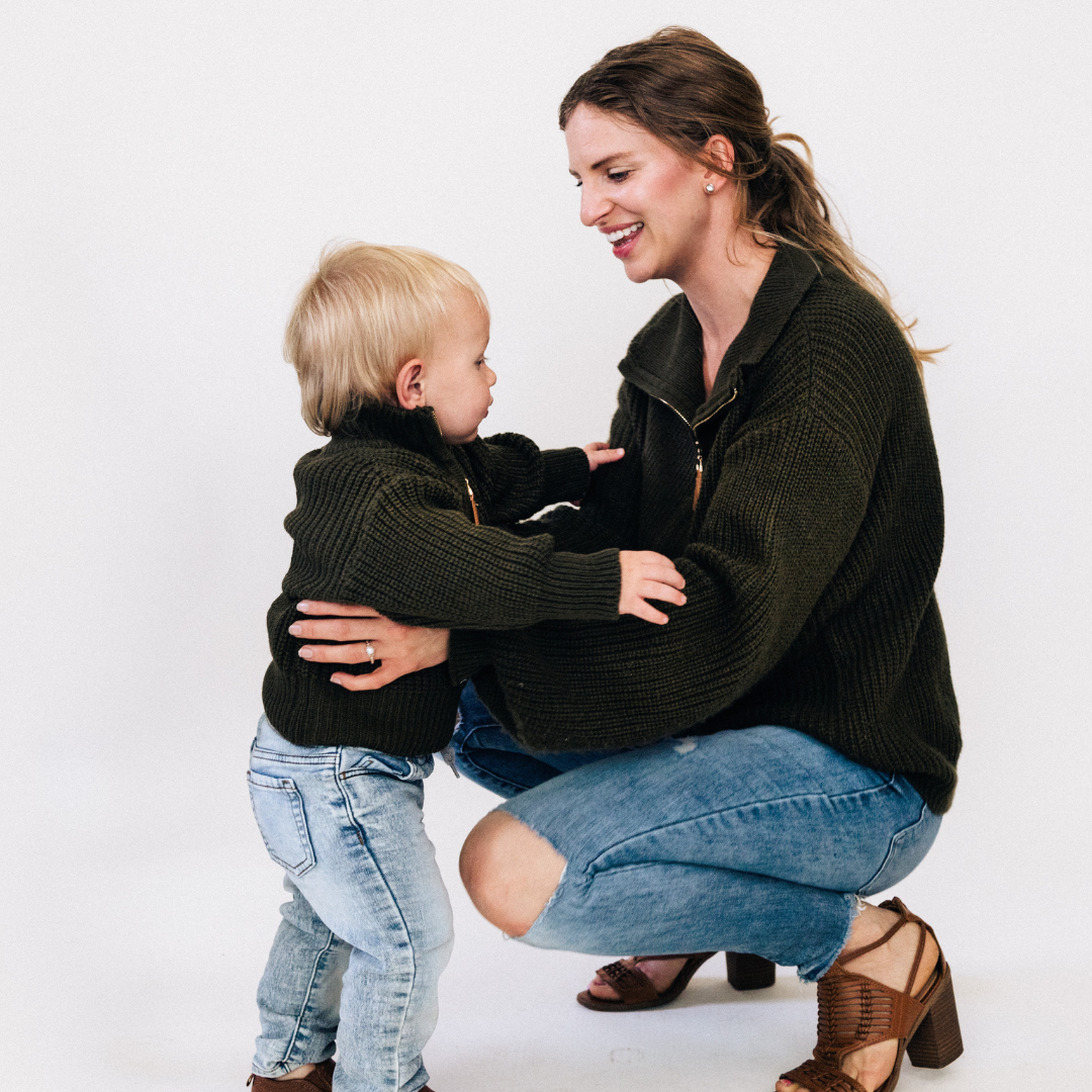 Dark Green Knit Sweater- Mom & Son