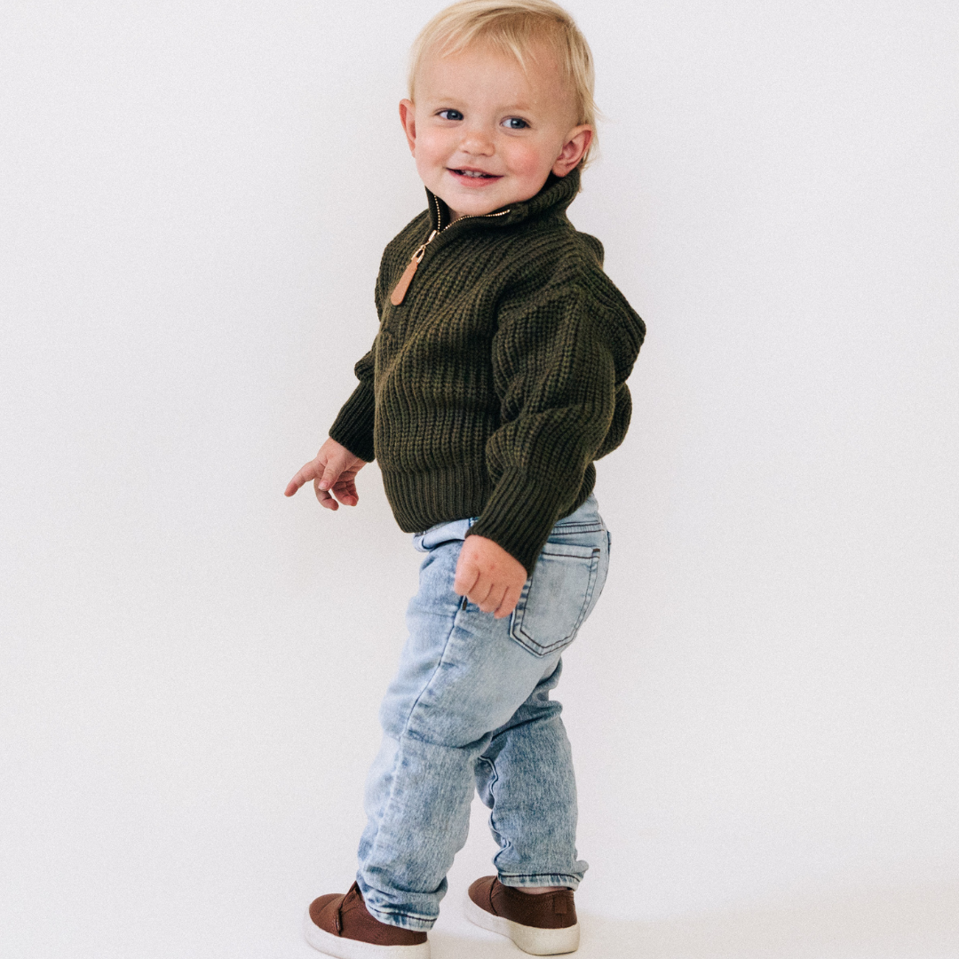 Dark Green Knit Sweater- Mom & Son