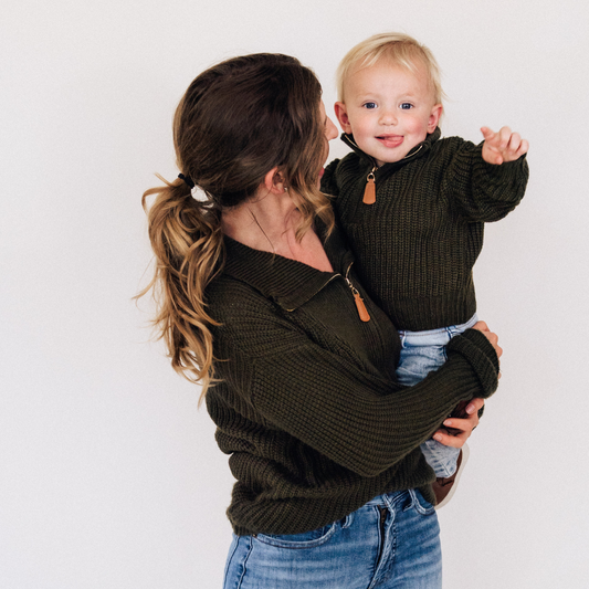 Dark Green Knit Sweater- Mom & Son