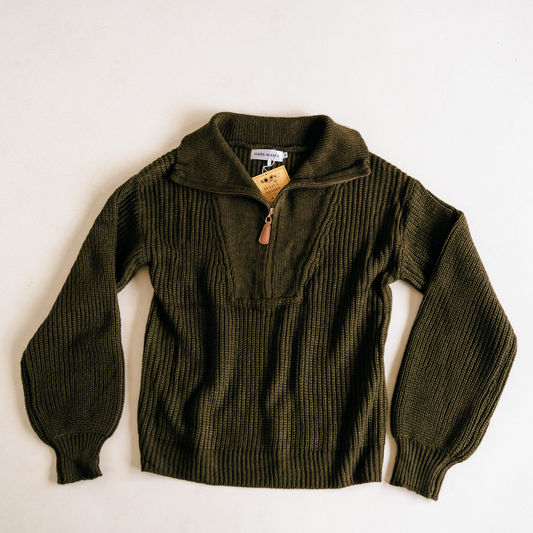 Dark Green Knit Sweater- Women