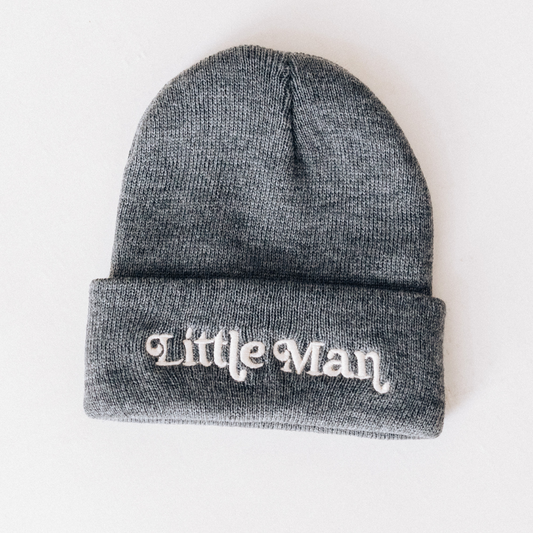 Matching Knit Hats- Little Man- Dark Gray