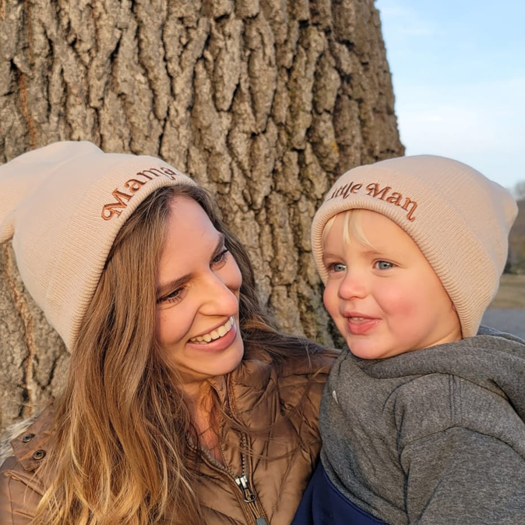 Matching Mommy & Me Beanies- Light Beige