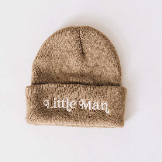 Matching Knit Hats- Little Man- Tan