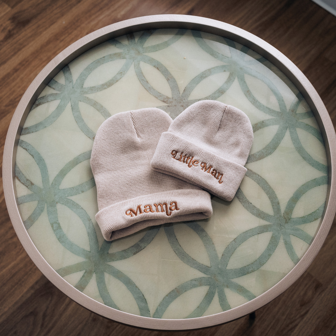 Matching Mommy & Me Beanies- Light Beige