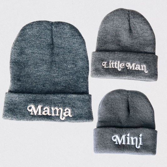 Matching Mommy & Me Beanies- Dark Gray