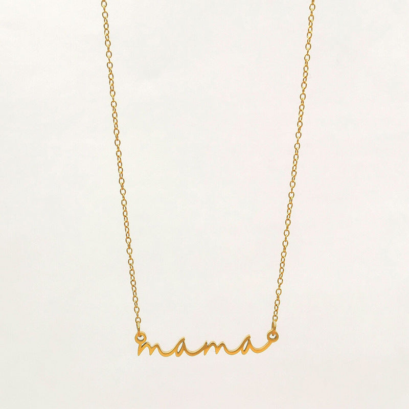 Dainty Layered Mama Necklace, 14K Gold