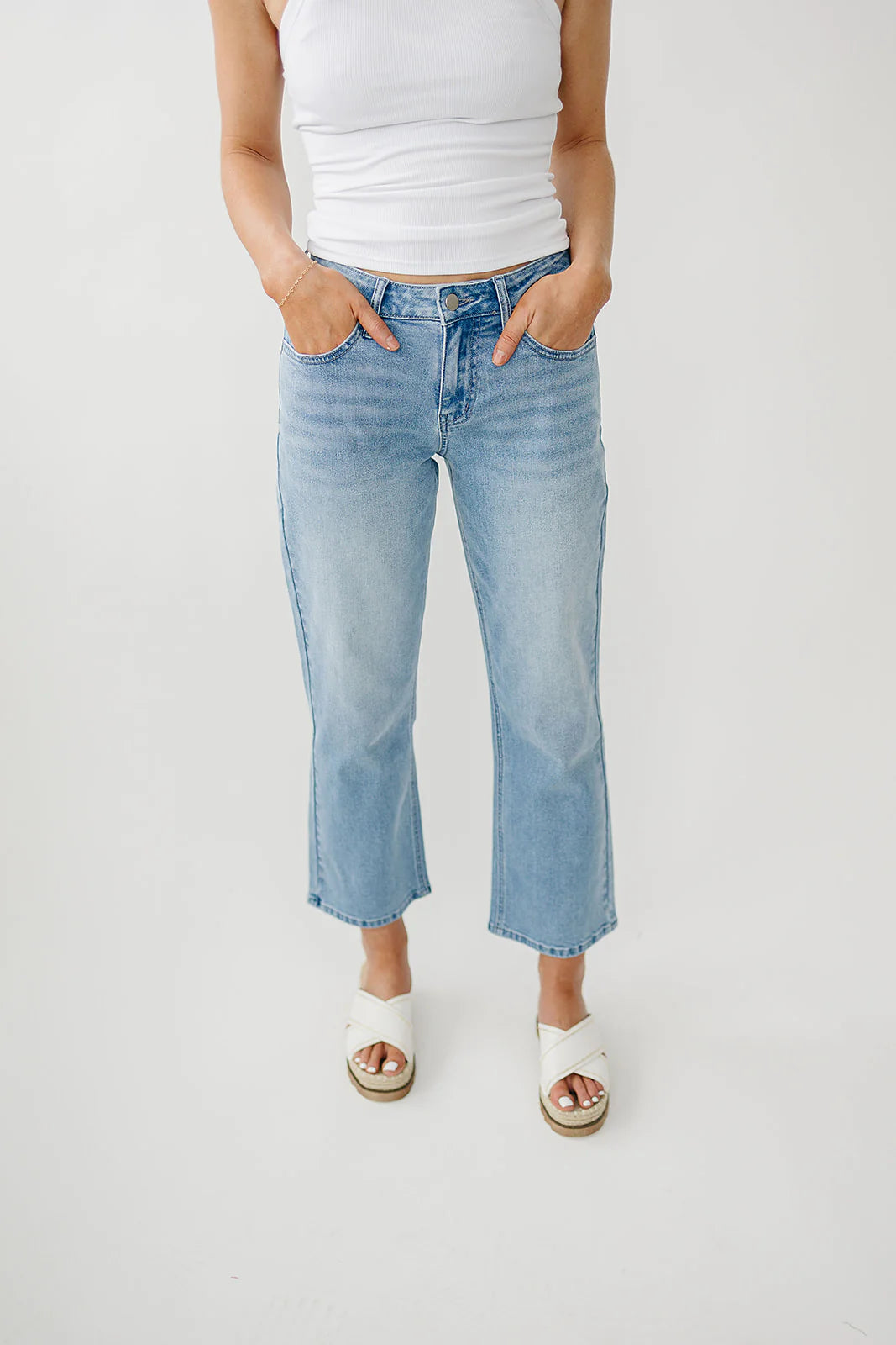 Hi-Rise Medium Wash Cropped Jeans