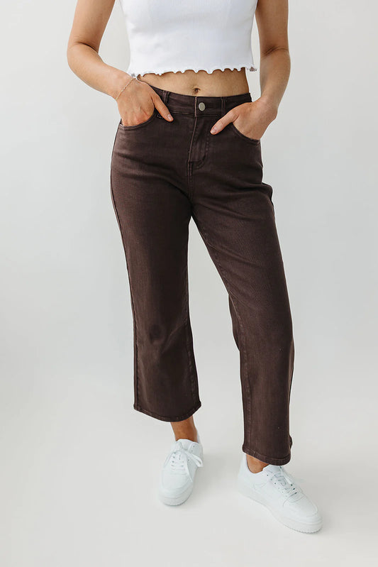 Hi-Rise Cropped Jeans in Mocha