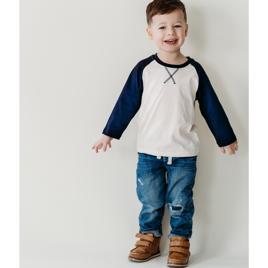 Raglan Baseball Tee Navy- Child