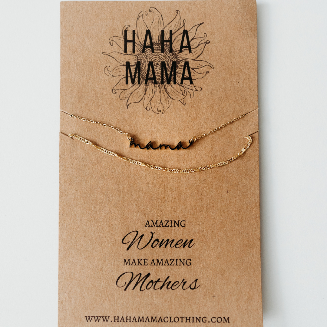 Dainty Layered Mama Necklace, 14K Gold